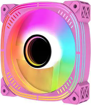 Luna 120 PC Case Fan, Lamellar Mirror, 5V 3Pin ARGB SYNC, Hydraulic Bearing, Low noise, PWM , Infinite Lighting Case Cooling Fans Pink Reversed 1 Pack