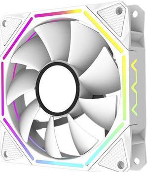 OCTA O12 Case Fan 12cm Lamellar Mirror 5V3 Pin ARGB Synchronous PWM PC Computer Fan, Aperture Shape Design, 9 Blades, Hydraulic Bearing, Anti-vibration Rubber Pad White 1 Pack