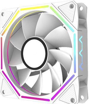 OCTA O12 Case Fan 12cm Lamellar Mirror 5V3 Pin ARGB Synchronous PWM PC Computer Fan, Aperture Shape Design, 9 Blades, Hydraulic Bearing, Anti-vibration Rubber Pad White Reversed 1 Pack