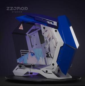 Two-Dimensional Theme Open Type ATX Mid Tower GAMING Computer Case, E-sports Players Mecha Chassis , Custom Liquid Cooling,Support EATX/ATX mainboard, 240/360 Liquid & 170mm Cooling