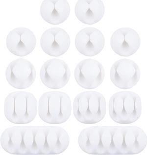 Cable Clips, 16 Pack Adhesive Cord Holders, Ideal Cords Management for Organizing Cable Wires-Home, Office, Car, Desk & Nightstand, White