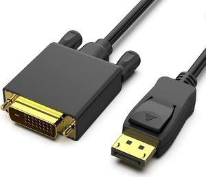 DisplayPort to DVI 6 Feet Cable, DisplayPort to DVI Adapter Male to Male Gold-Plated Cord Cable for Lenovo, Dell, HP and More