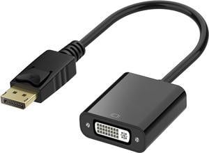 DisplayPort (DP) to DVI Adapter, Gold-Plated Display Port to DVI-D Adapter (Male to Female) Compatible with Computer, Desktop, Laptop, PC, Monitor, Projector, HDTV - Black