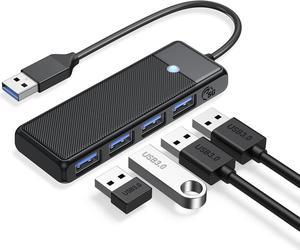 USB 3.0 Hub, 4-Port USB Hub, Ultra Slim USB Splitter for Laptop for MacBook, Mac Pro, iMac, Surface Pro,XPS, PS5, PC, Flash Drive, Mobile HDD(Black/0.5ft)