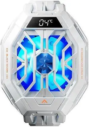 Black Shark Cell Phone Cooler Fun Cooler 2Pro(White), Cellphone Radiator with LED Temperature Display/Sleep Timer/Fan Speed Settings for 2.63-3.46 inches iOS/Android Semiconductor Heatsink Cooling
