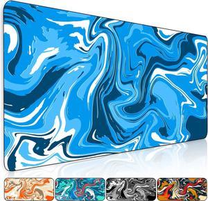 Marbled Design Fluid Pattern Gaming Mouse Pad Large Desk Mat Desk Pad for Keyboard and Mouse Mouse Mat for Office and Home Office Desk Accessories Office Decor - 31.5" L*11.8" W Blue