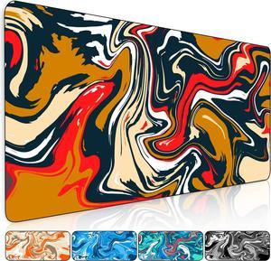 Marbled Design Fluid Pattern Gaming Mouse Pad Large Desk Mat Desk Pad for Keyboard and Mouse Mouse Mat for Office and Home Office Desk Accessories Office Decor - 31.5" L*11.8" W Brown