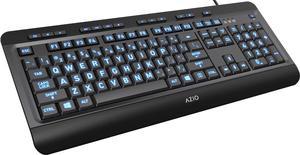 Azio Vision Backlit Computer Keyboard - Wired USB Keyboard with LARGE PRINT keys and 3 Interchangeable Backlight Colors
