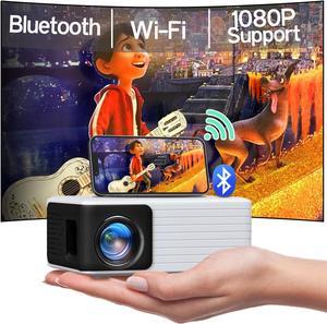 Mini Projector with WiFi Bluetooth, Portable Projector Full HD 1080P Support, Video Projector for Home Theater, Compatible with PC/Tablet/Fire Stick/iOS and Android Phone Projector
