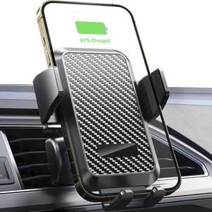 Wireless Car Charger 15W Fast Charging Auto Clamping Car Charger Cell Phone Holder Mount Vent for iPhone 14 13 12 Mini Pro Max 11 XR XS X Samsung Galaxy S23 Ultra S22 S21 S10 Note 20 etc
