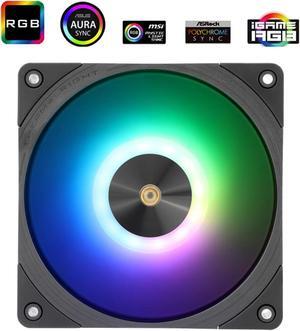 120mm PWM Fan, 120*120*25.6mm Case Fan for Thermalright TL-B12R-S Addressable RGB Black Reversed