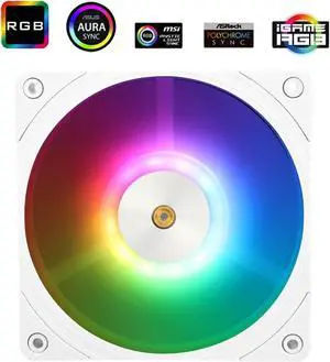 120mm PWM Fan, 120*120*25.6mm Case Fan for Thermalright TL-B12RW-S White Addressable RGB Reversed