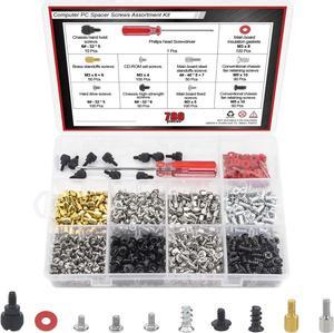 780PCS Computer Screw Kit Computer Screw Standoffs Set Kit for Hard Drive Computer Case Motherboard Fan Power Graphics with a Screwdriver