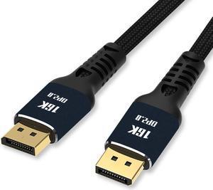 16K DisplayPort to DisplayPort 2.0 Cable - 15ft 10ft 6.6ft 5ft 3ft - DP 2.0 DP 1.4 Cord, Ultra HD 16K-10K-8K @ 60Hz, 4K @ 144Hz / 165Hz, 80 Gbps, HDCP 3D Nylon Braided Long DisplayPort Cable