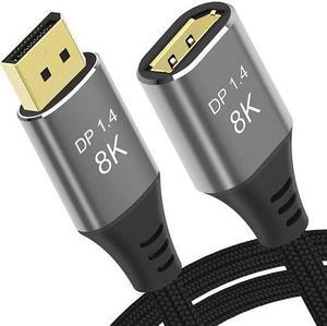 Corn 8K DisplayPort Extension Cable 1.6Feet/0.5m, DP to DP 1.4 Extension Cable, Male to Female,32.4Gbps,Supports 8K@60Hz 30Hz, 4K@30Hz 60Hz 120Hz,2K@165Hz High Refresh Rate