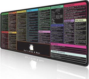 Linux Commands Line Mouse Pad, Shortcuts Cheat Sheet to Kali/Red Hat/Ubuntu/OpenSUSE/Arch/Debian/Unix Programmer, Extended Large Desk Mat, 35.4×15.7"