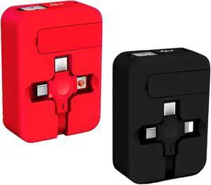 2 Pack 3 in 1 Multi Retractable Charging Cable, Three in One Charging Cable Roll, Multi Retractable USB Cable Charger Cable with Micro USB IP Type C Connectors