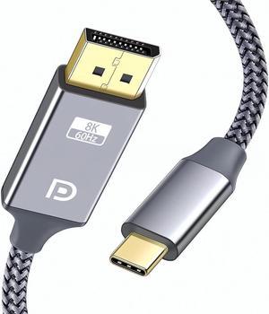 USB C to DisplayPort 1.4 Cable | 8K@60Hz,4K@144Hz,2K@165Hz 6ft Type C to DP Braided Cord Compatible for MacBook Pro 2021,iPad Pro,iPhone 15 Series etc