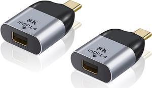 USB C to Mini DisplayPort1.4 8K@60Hz, USB Type C to DisplayPort Converter Compatible with MacBook, iPad Pro and Android Phone/Pad (mini DP1.4)