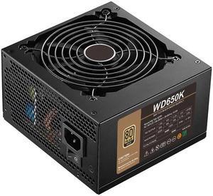 Corn WD650K,650W Power Supply,80 Plus Gold Certified ,120mm Silent Hydraulic Fan , Automatic Speed Control-Black
