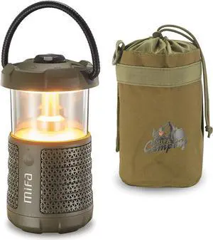MIFA Camping Portable Bluetooth Speakers Wireless with Lantern, Micro SD Card Slot, Dual Pairing, Deep Bass for Outdoor Green