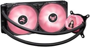 TUF Gaming LC 240 ARGB Demon Slayer Kamado Nezuko Limited Edition AllinOne Liquid CPU CoolerAura Sync dual TUF 120mm ARGB radiator fans with fanblade groove design Pink AIO