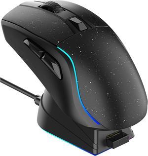 CORN Wireless Gaming Mouse with RGB Charging Dock,High-Precision Sensor,Programmable Side Buttons and 120Hr Long-Lasting Battery,Up to 12K DPI,Great for PC Gaming Tablet Mac DAREU