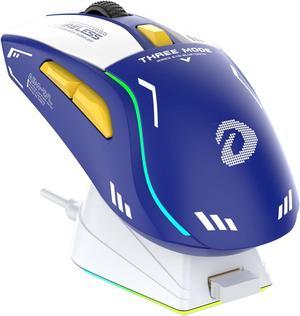 CORN Wireless Gaming Mouse with RGB Charging Dock,High-Precision Sensor,Programmable Side Buttons and 120Hr Long-Lasting Battery,Up to 12K DPI,Great for PC Gaming Tablet Mac DAREU Blue