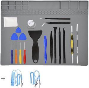 23 in 1 Anti-Static Mat ESD Safe for Electronic Includes ESD Wristband, Grounding Wire, and Professional Electronics Opening Pry Tool Repair Kit