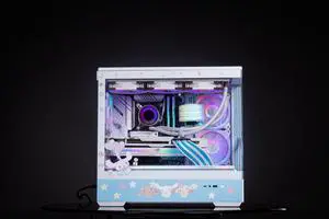 CORN Bauhaus Micro-ATX ITX Cpmputer Case, 6 Sides + 2 Light Panels Could Be Customized with HD Images(Cinnamoroll)