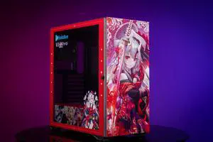 CORN Glass E-ATX/ATX/Micro ATX Computer Case, 4 Sides + 3 Light Panels Customized with HD Images - Nakiri Ayame