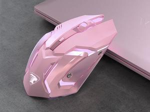 C6  Ergonomic Design,Cool Exterior 2400DPI  USB 2.4Hz Wireless Bluetooth Gaming Mouse-Pink Color , 7 Adjustable Breathing Lights, 500mAh battery, Support Win 7/8/9 Mac OS