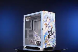 CORN Glass E-ATX/ATX/Micro ATX Computer Case, 4 Sides + 3 Light Panels Customized with HD Images - Usada Pekora