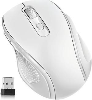 CORN Wireless Computer Mouse USB Cordless Mice for Laptop, Ergo Grips, Lightspeed 4-Level 1600 DPI, Portable for PC Mac Chromebook, 6 Button, White