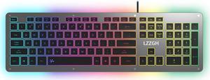 LZZGH GK5 Aluminum Alloy Silent Typing Keyboard for Office and Daily Use, RGB Backlit , Extra-slim Keyboard with Chiclet Keycaps