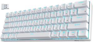 Corn Wireless 60% Triple Mode BT5.0/2.4G/USB-C Mechanical 60 Keyboard, 61 Keys Wireless Mechanical Keyboard, Compact Gaming Keyboard w/Software (Hot Swappable Brown Switch, White) RK