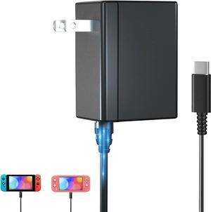 Switch Charger for Nintendo Switch AC Power Charger Cable Adapter with Nintendo Switch Lite OLED and Android Mobile Phone Charger 5FT USB Type C Charger Cable for Switch Support TV Dock Mode