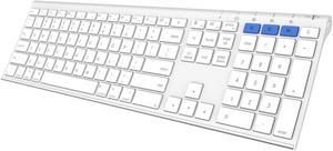Bluetooth Keyboard for Mac iPad Multi-Device Stainless Steel Full Size Wireless Keyboard Compatible with iPad, iMac, Mac Mini, MacBook, iPhone, Mac OS, iOS, Built-in Rechargeable Battery