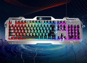 CORN GX80 Ergonomic Design, Cool Exterior Waterproof 7-color Rainbow Backlit Wired Mechanical Feeling Gaming Keyboard for PC and Laptop - Silver Black