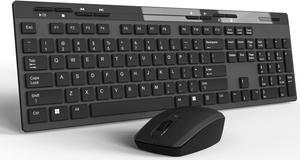 Wireless Keyboard and Mouse Combo, Bean 2.4GHz Full-Sized Ergonomic Computer office Keyboard & Mouse(800/1000/1200 DPI) for Computer/Laptop/Windows/Mac/Linux - Black