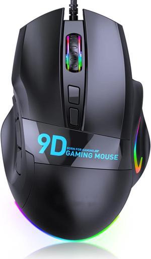 CORN Wired Gaming Mouse, 7200DPI Adjustable, 9 Programmable Botton, Gaming Mouse with Side Buttons, RGB LED Light up Mouse for Gaming, Ergonomic Computer Mouse for PC Laptop