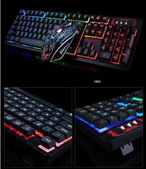 CORN K-13 19 Non-conflicting Keys, Ergonomic Design, Cool Exterior Mechanical Feeling Waterproof USB Wired Keyboard And 2400 DPI Mouse Combo, multicolor  Backlit in Key Slot and Keycaps - Classic Blac