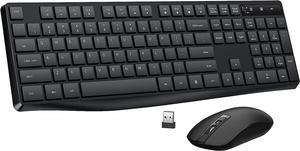 Wireless Keyboard and Mouse Combo, CORN 2.4G Full-Sized Ergonomic Keyboard Mouse, 3 DPI Adjustable Cordless USB Keyboard and Mouse, Quiet Click for Computer/Laptop/Windows/Mac (1 Pack, Black)