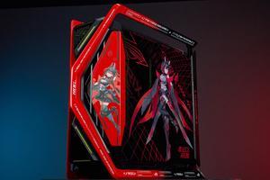 CORN GR701 E-ATX computer case, 420 mm dual radiator support, four 140 mm fans, metal GPU holder, component storage, ARGB fan hub, 60W fast charging-ROG Se7en(Red)