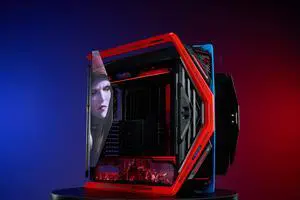 Corn Electronics GR701 E-ATX computer case, 420 mm dual radiator support, four 140 mm fans, metal GPU holder, component storage, ARGB fan hub, 60W fast charging World of Warcraft(Red&Blue)