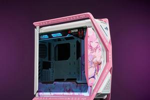 GR701 E-ATX computer case, 420 mm dual radiator support, four 140 mm fans, metal GPU holder, component storage, ARGB fan hub, 60W fast charging-Honkai Impact Elysia(Pink)