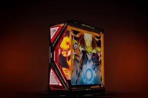 Corn Electronics GR701 E-ATX computer case, 420 mm dual radiator support, four 140 mm fans, metal GPU holder, component storage, ARGB fan hub, 60W fast charging NARUTO(Yellow)