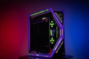 Corn Electronics GR701 E-ATX computer case, 420 mm dual radiator support, four 140 mm fans, metal GPU holder, component storage, ARGB fan hub, 60W fast charging-Evangelion EVA-01(Purple)
