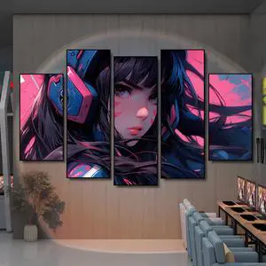 Punk Wall Art, Frameless Wood Picture for Bedroom, Painting Wall Decor, Oil Canvas Cloth, Non-fading, Waterproof, Easy to Clean (100x60cm) DVA Overwatch