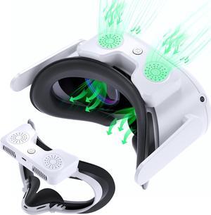 Fan for Oculus Quest 2 Fan Cooler for Oculus Quest 2 Cooling Fan Anti Fog, Accessories for VR Oculus Quest 2, With SweatProof PU Face Cover Pad/Facial Interface/Nose Pad, Double Cooling Fan System